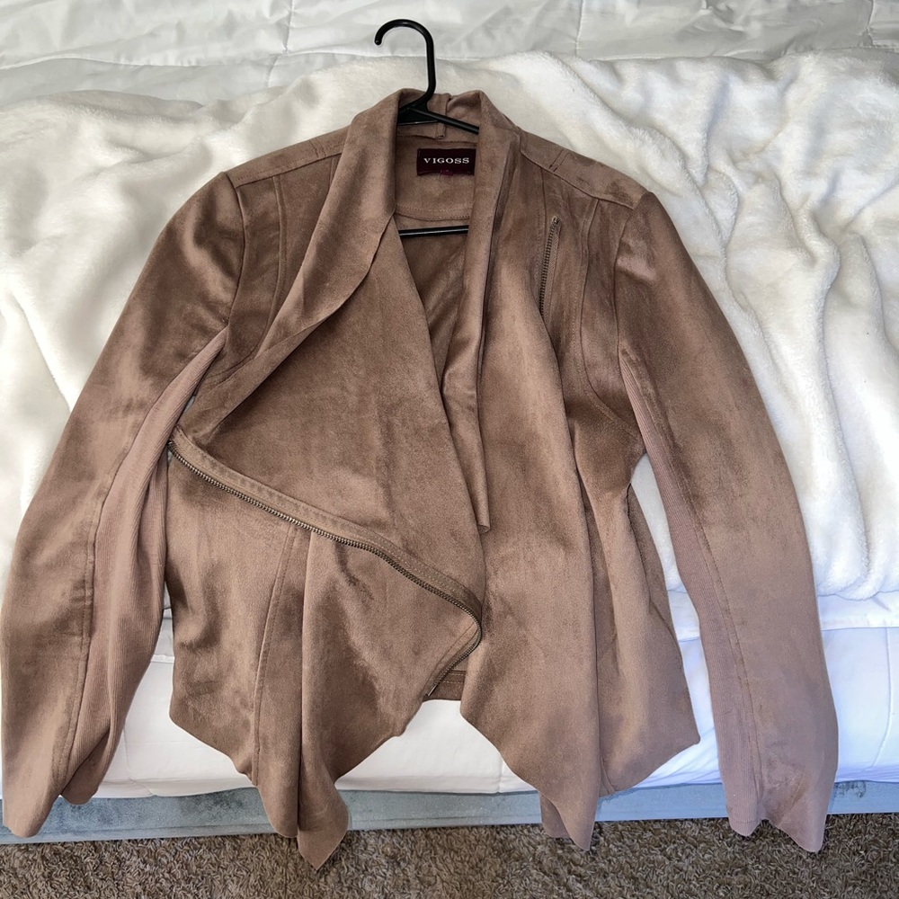 Cream Faux & Suede Jacket